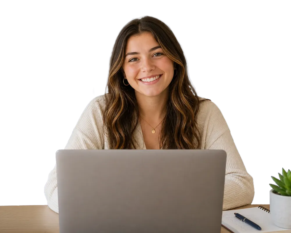 Snow College student working on a laptop