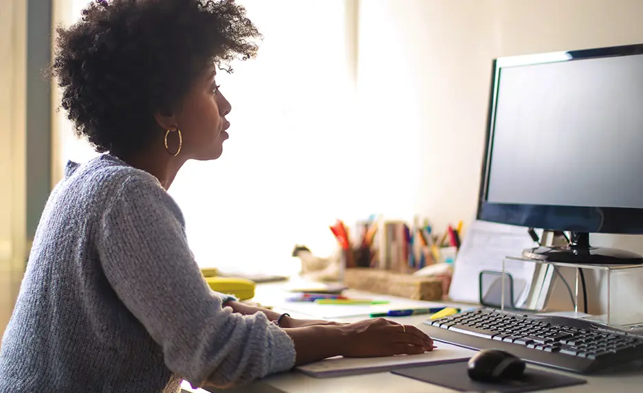 Woman working on a computer