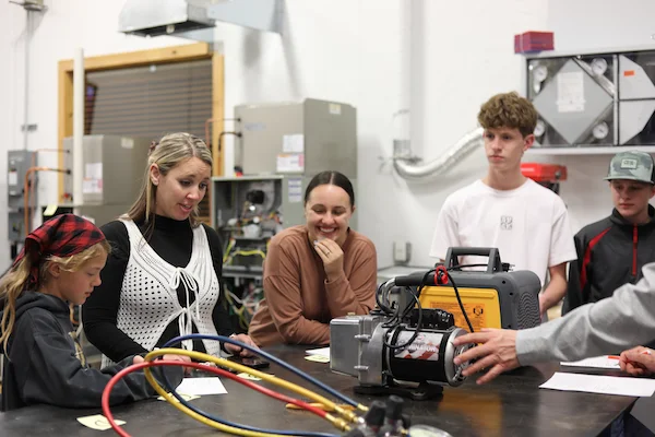 Youth learning about HVAC technology at Snow College